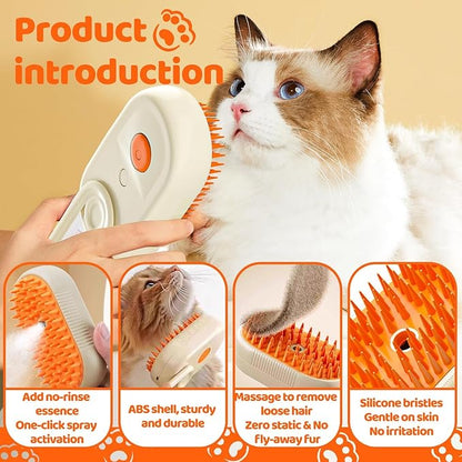 Pet Steam Brush for Cat - Cat Steam Brushes for Indoor Cats Shedding, Rechargeable Steaming Brush for Dogs, Dog Mist Water Steamer, Pet Spray Hair Removal Comb for Massage Grooming