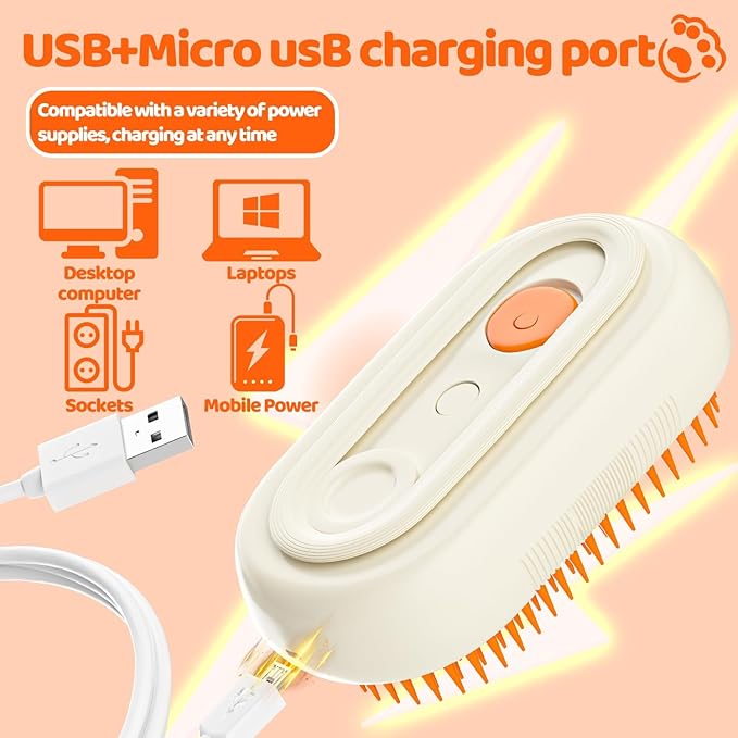 Pet Steam Brush for Cat - Cat Steam Brushes for Indoor Cats Shedding, Rechargeable Steaming Brush for Dogs, Dog Mist Water Steamer, Pet Spray Hair Removal Comb for Massage Grooming