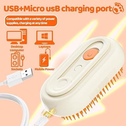 Pet Steam Brush for Cat - Cat Steam Brushes for Indoor Cats Shedding, Rechargeable Steaming Brush for Dogs, Dog Mist Water Steamer, Pet Spray Hair Removal Comb for Massage Grooming