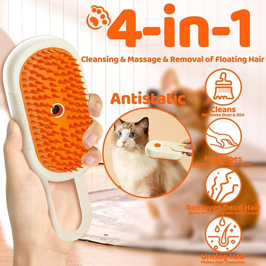 Pet Steam Brush for Cat - Cat Steam Brushes for Indoor Cats Shedding, Rechargeable Steaming Brush for Dogs, Dog Mist Water Steamer, Pet Spray Hair Removal Comb for Massage Grooming
