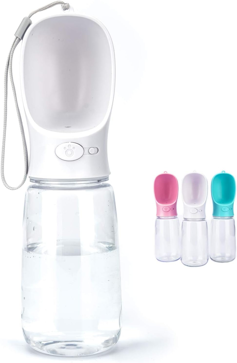 550 Ml / 18.6 Oz Portable Dog Water Bottle, Water Bottle with Drinking Feeder for Dogs, Water Dispenser for Dogs in Walking, Hiking & Traveling (White)