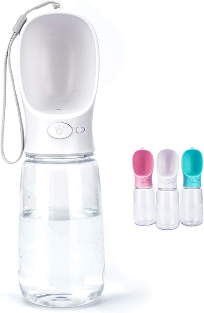550 Ml / 18.6 Oz Portable Dog Water Bottle, Water Bottle with Drinking Feeder for Dogs, Water Dispenser for Dogs in Walking, Hiking & Traveling (White)