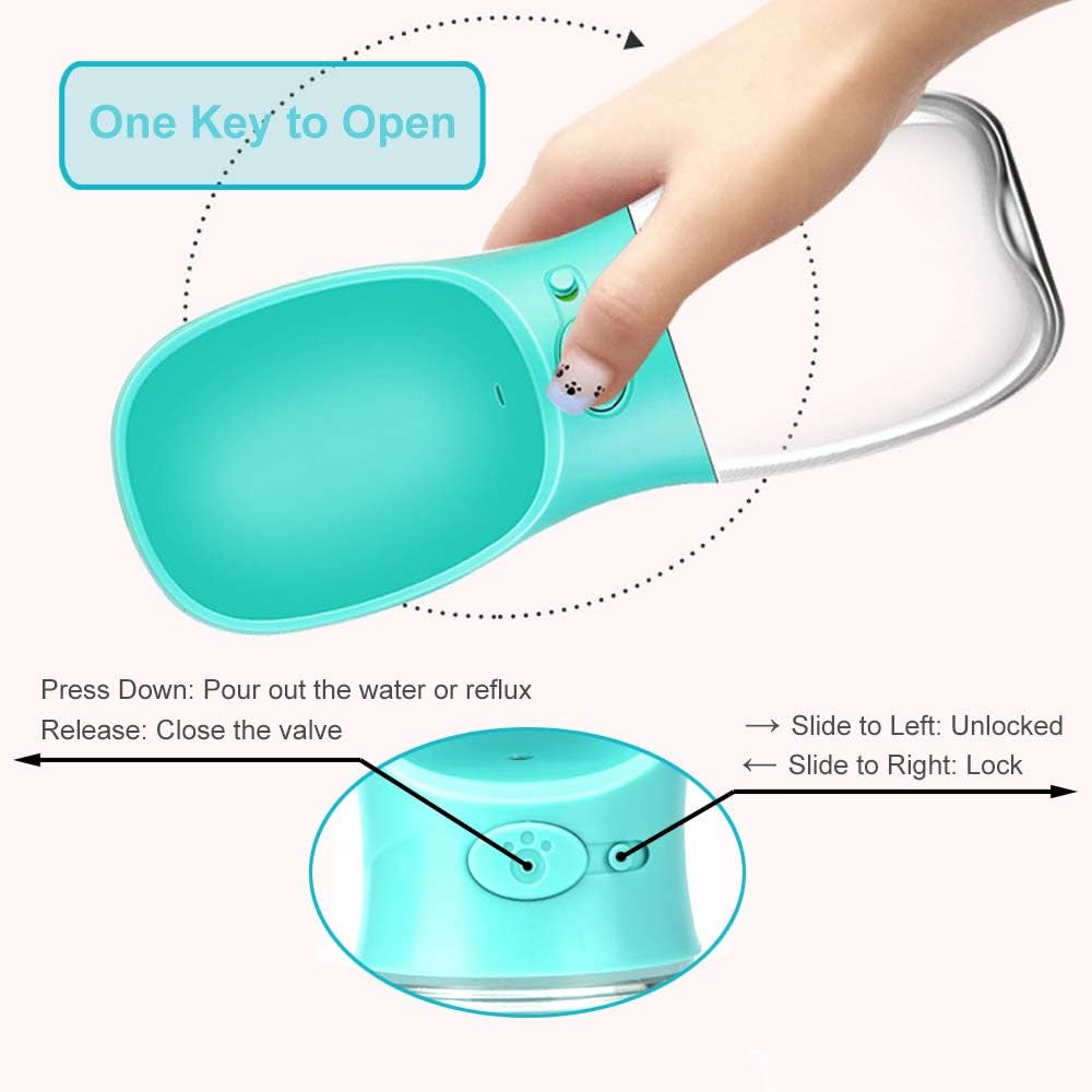 550 Ml / 18.6 Oz Portable Dog Water Bottle, Water Bottle with Drinking Feeder for Dogs, Water Dispenser for Dogs in Walking, Hiking & Traveling (White)